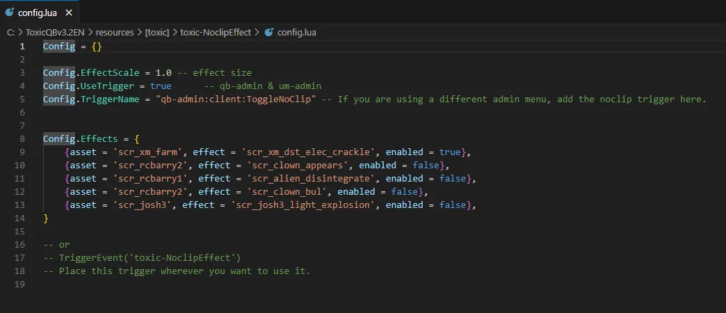 Toxic QBCore NoClip Effect Script Toxic QBCore NoClip Effect Script